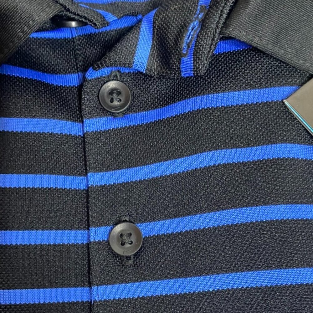 Nike Standard Fit golf polo shirt blue black stripe XL men's NWT - Picture 6 of 7